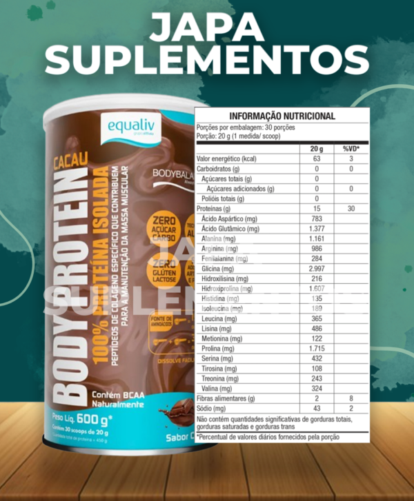 Body Protein Cacau (600g) - Equaliv - Image 2