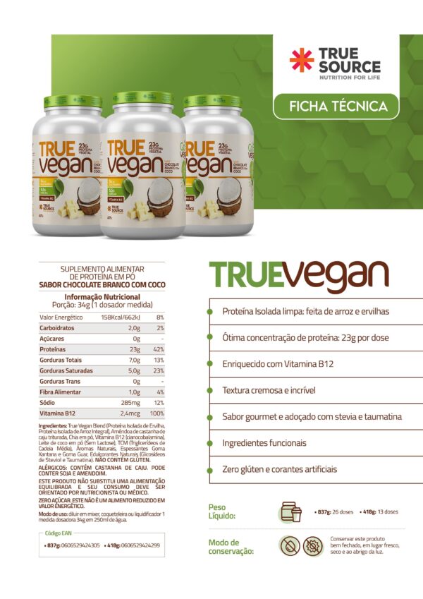 True Vegan (837g) True Source - Imagem 4