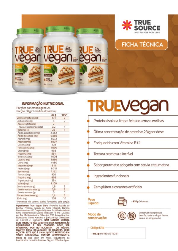 True Vegan (837g) True Source - Imagem 3